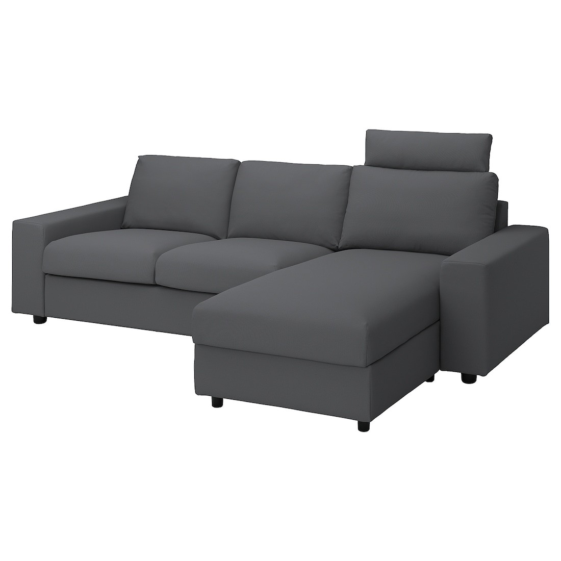 VIMLE ВІМЛЕ Чохол на 3-місний диван з козеткою, з широкими підлокітниками з підголовником / Hallarp сірий
