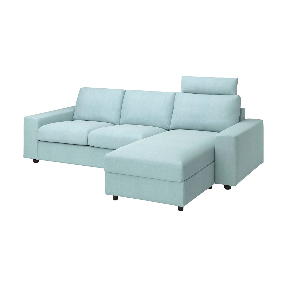 VIMLE ВІМЛЕ Чохол на 3-місний диван з козеткою, з широкими підлокітниками з підголівником / Saxemara блакитний