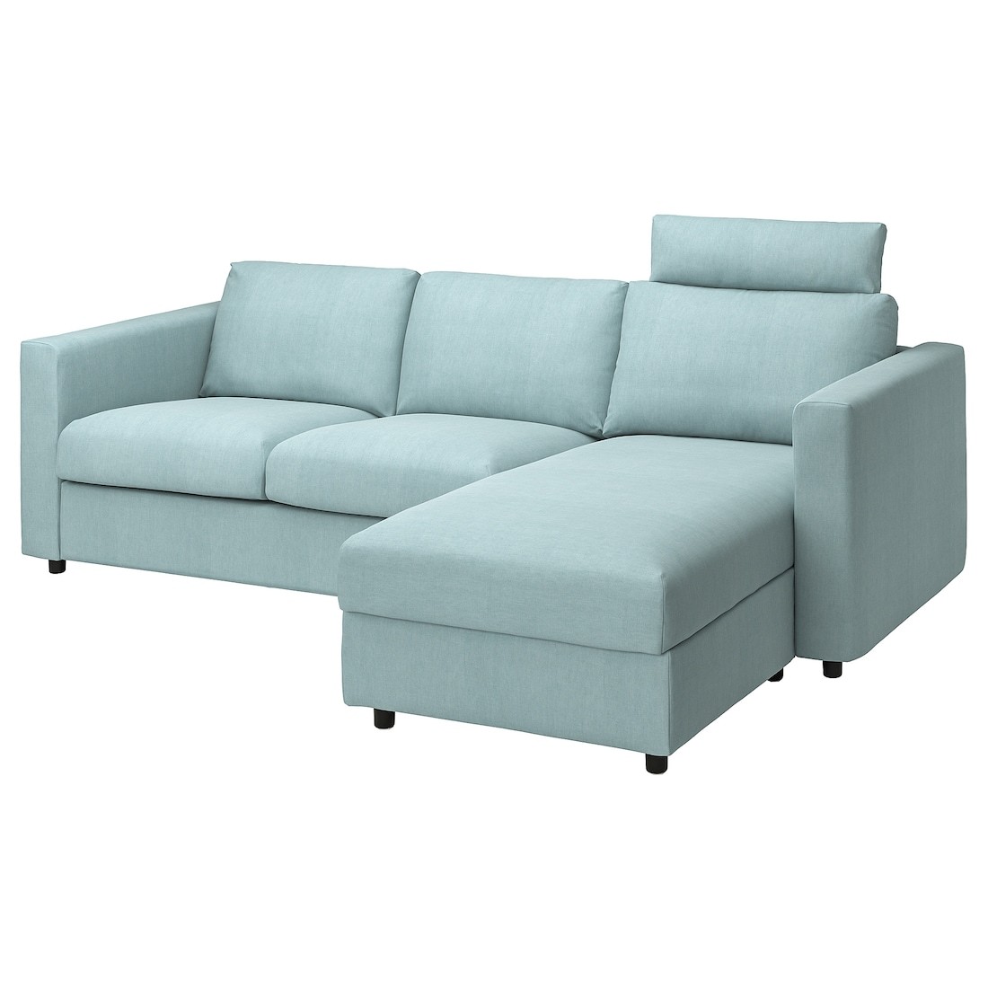 VIMLE ВІМЛЕ Чохол на 3-місний диван з козеткою, з підголовником Saxemara / світло-блакитний