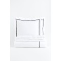 H&M Home Двоспальна постільна білизна з перкалю, Білий чорний, 200x200 + 50x60 0821679001 | 0821679001