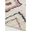 H&M Home Пухнастий килимок для ванної, Натуральний білий/візерунок, 60x90 0879465001 | 0879465001