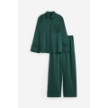 H&M Home Сатинова піжама, Темно-зелений, Різні розміри 0892092012 | 0892092012