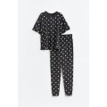 H&M Home Трикотажна піжама, Темно-сірий/Горошок, Різні розміри 0970593016 | 0970593016