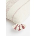 H&M Home Наволочка з бахромою, Натуральний білий/античний рожевий, 40x60 1028457001 | 1028457001