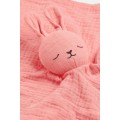 H&M Home Плед / М'яка іграшка з бавовняного мусліну, Коралово-рожевий/Кролик, 37x37 1085324009 1085324009