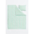 H&M Home Односпальна постільна білизна в смужки, Світло-зелений/Смугастий, 150x200 + 50x60 1086032008 | 1086032008
