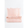 H&M Home Двоспальна постільна білизна в смужки, Світло-оранжевий/смугастий, 200x200 + 50x60 1086033005 | 1086033005