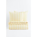 H&M Home Двоспальна постільна білизна в смужки, Світло-жовтий/смугастий, 200x200 + 50x60 1086033006 | 1086033006