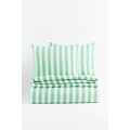 H&M Home Двоспальна постільна білизна в смужки, Світло-зелений/Смугастий, 200x200 + 50x60 1086033008 | 1086033008