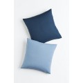 H&M Home Полотняна бавовняна наволочка, 2 шт., Темно-синій/світло-блакитний, 50x50 1088417002 1088417002
