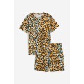 H&M Home Піжама з футболкою та шортами звичайного покрою, Бежевий/леопардовий принт, Різні розміри 1116123005 1116123005