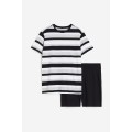 H&M Home Піжама з футболкою та шортами звичайного покрою, Чорні/білі смуги, Різні розміри 1116123008 | 1116123008
