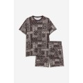 H&M Home Піжама з футболкою та шортами звичайного покрою, Браун/Пейслі, Різні розміри 1116123011 1116123011