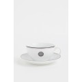 H&M Home Порцелянова чашка з блюдцем, Білий/Срібний 1122342001 | 1122342001