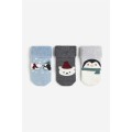 H&M Home Шкарпетки махрові, 3 пари, Сірий/Пінгвін, Різні розміри 1167714009 1167714009