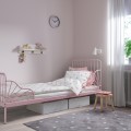IKEA MINNEN МІННЕН Розсувне ліжко, світло-рожевий, 80x200 см 79418806 | 794.188.06