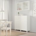 IKEA BESTÅ БЕСТО Комбінація для зберігання з дверцятами / шухлядами, білий / Hanviken / Stubbarp біле прозоре скло, 120x42x213 см 19399212 | 193.992.12