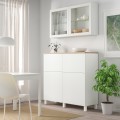 IKEA BESTÅ БЕСТО Комбінація для зберігання з дверцятами / шухлядами, білий Lappviken / Sindvik / Stubbarp біле скло прозоре, 120x42x240 cм 09440655 | 094.406.55