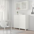 IKEA BESTÅ БЕСТО Комбінація для зберігання з дверцятами / шухлядами, білий / Lappviken / Stubbarp біле скло прозоре, 120x42x213 см 49399215 493.992.15
