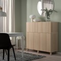 IKEA BESTÅ БЕСТО Комбінація для зберігання з дверцятами / шухлядами, біла морилка імітація дубу / Lappviken / Stubbarp, 120x42x112 см 09480811 094.808.11