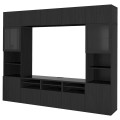 IKEA BESTÅ БЕСТО Комбінація для ТВ / скляні двері, чорно-коричневий / Lappviken чорно-коричневе прозоре скло, 300x42x231 см 09411002 | 094.110.02
