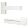 IKEA BESTÅ БЕСТО Комбінація для ТВ / скляні двері, білий / Lappviken біле скло прозоре, 300x42x211 см 19406726 | 194.067.26