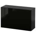 IKEA BESTÅ БЕСТО Комбінація настінних шаф, чорно-коричневий / Selsviken глянцевий / чорний, 60x22x38 см 29429275 | 294.292.75