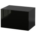 IKEA BESTÅ БЕСТО Комбінація настінних шаф, чорно-коричневий / Selsviken глянцевий / чорний, 60x42x38 см 49429694 | 494.296.94