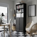 IKEA BILLY / OXBERG Стелаж з дверцятами, чорна імітація дуб, 80x30x202 см 79483364 | 794.833.64