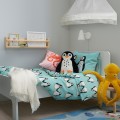 IKEA BLÅVINGAD Підковдра та наволочка, візерунок пінгвіны / світло-бірюзовий, 150x200/50x60 см 10521085 | 105.210.85