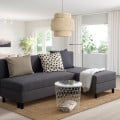 IKEA BORGÅSEN Розкладний диван 3-місний, з шезлонгом темно-сірий 80572458 | 805.724.58
