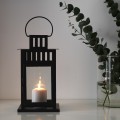 IKEA BORRBY БОРРБЮ Ліхтар для свічки, для дому / вулиці чорний, 28 см 10156109 | 101.561.09