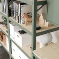 IKEA BROR Комбінація: полиці / шафа / барна стійка, сіро-зелена / соснова фанера, 76x40x66 см 99516146 995.161.46