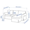 IKEA EKTORP 3-місний диван з козеткою, Карлшов бежевий/багатобарвний 69509034 695.090.34