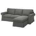 IKEA EKTORP Чохол на 3-місний диван з шезлонгом, Hakebo темно-сірий 10565729 | 105.657.29