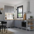 IKEA ENHET ЕНХЕТ Кутова кухня, білий / сіра рамка 59485694 | 594.856.94