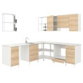 IKEA ENHET ЕНХЕТ Кутова кухня, білий / імітація дубу 79338027 | 793.380.27