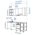 IKEA ENHET ЕНХЕТ Кухня, білий / імітація дубу, 243x63.5x222 см 39338091 393.380.91