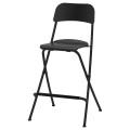 IKEA FRANKLIN ФРАНКЛІН Барний складаний стілець зі спинкою, чорний / чорний, 63 см 50406465 | 504.064.65