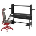 IKEA FREDDE / STYRSPEL Геймерський стіл та крісло, чорний сірий / червоний 49491308 494.913.08