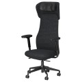 IKEA GRÖNFJÄLL офісний стілець з підлокіт/підголів, Летафорс сірий / чорний 29513919 295.139.19