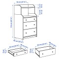IKEA HAUGA ХАУГА Комод з 3 шухлядами і поличкою, сірий, 70x116 см 20456904 | 204.569.04