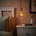 IKEA JÄLLBY / MOLNART Підвісний світильник із лампочкою, нікельований / у формі дзвону коричневе прозоре скло 59491261 594.912.61
