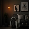 IKEA JÄLLBY / MOLNART Підвісний світильник із лампочкою, нікельований / у формі дзвону коричневе прозоре скло 59491261 594.912.61