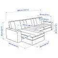 IKEA KIVIK КІВІК 3-місний диван з козеткою, Kelinge сіро-бірюзовий 39443054 | 394.430.54