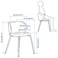 IKEA LISABO / KRYLBO Стіл та 4 стільці, шпон ясена/тонеруд синій, 140 см 99535545 995.355.45