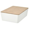 IKEA KUGGIS Коробка з кришкою, білий / бамбук, 18x26x8 см 79561286 795.612.86