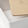 IKEA KUGGIS Коробка з кришкою, білий / бамбук, 18x26x8 см 79561286 795.612.86