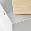 IKEA KUGGIS Коробка з кришкою, білий / бамбук, 18x26x15 см 29561284 295.612.84