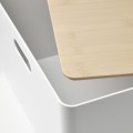 IKEA KUGGIS Коробка з кришкою, білий / бамбук, 37x54x21 см 79561291 795.612.91